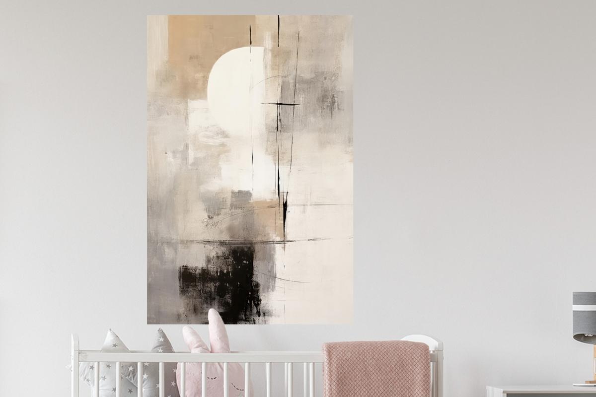 WANDTATTOO Abstrakt - Kunst - Grau Wandaufkleber 80x120 cm - Hellgrau, Kunststoff (80/120/0.1cm) - MuchoWow
