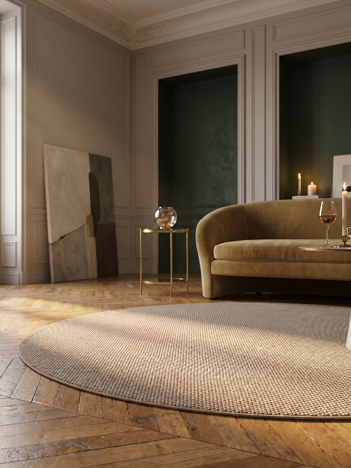 TEPPICH Flachgewebe LANGAU in Beige, meliert, Ø 200 cm - Beige, Textil (200/200cm) - KADIMA DESIGN
