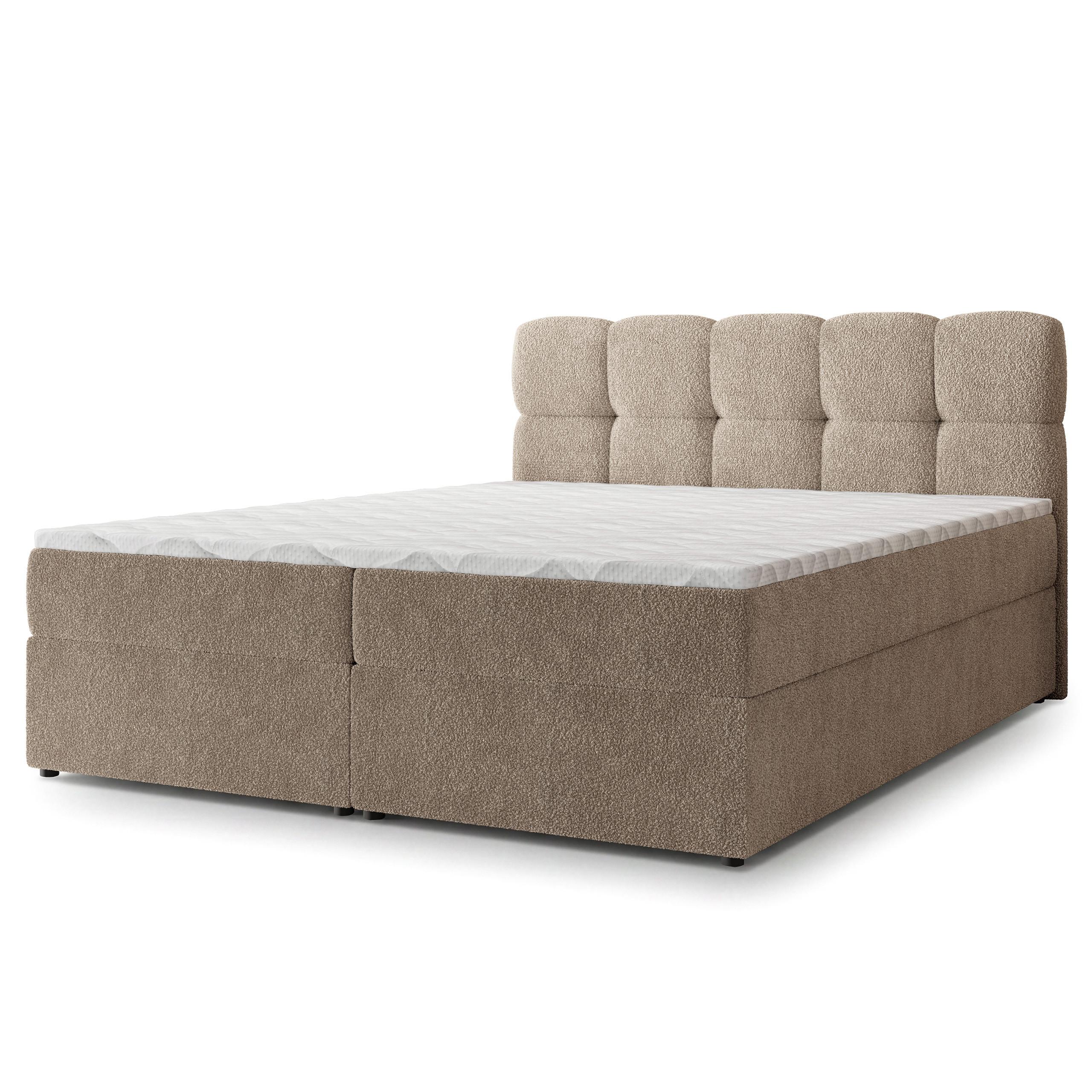 BOXBETT MERU 140x200 cm mit Matratze und Topper - Beige - Beige, Holz (140/200cm) - MASSENO