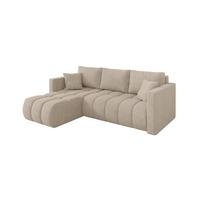 ECKSOFA mit Schlaffunktion Ottomane Links GARD-L 226x146x85 Beige Velours - Schwarz/Sahara, Holzwerkstoff/Kunststoff (226/146cm) - ALTDECOR