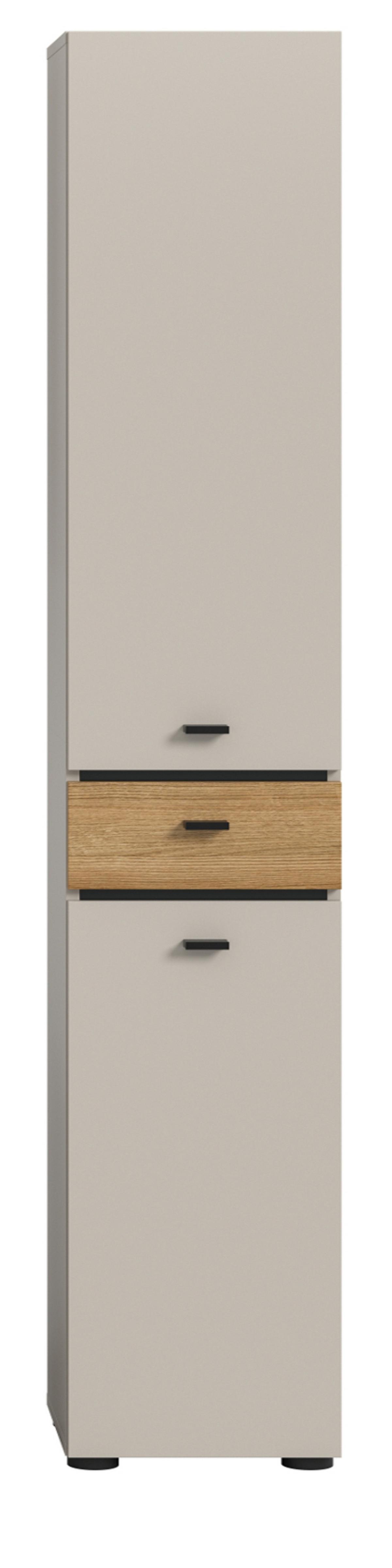 HOCHSCHRANK Kaschmir, Evoke Eiche 32 x 191 cm, Badschrank mit wechselbarem Türanschlag - Kaschmir/Eichefarben, Holzwerkstoff/Kunststoff (32/191/30cm) - Inn.Furn