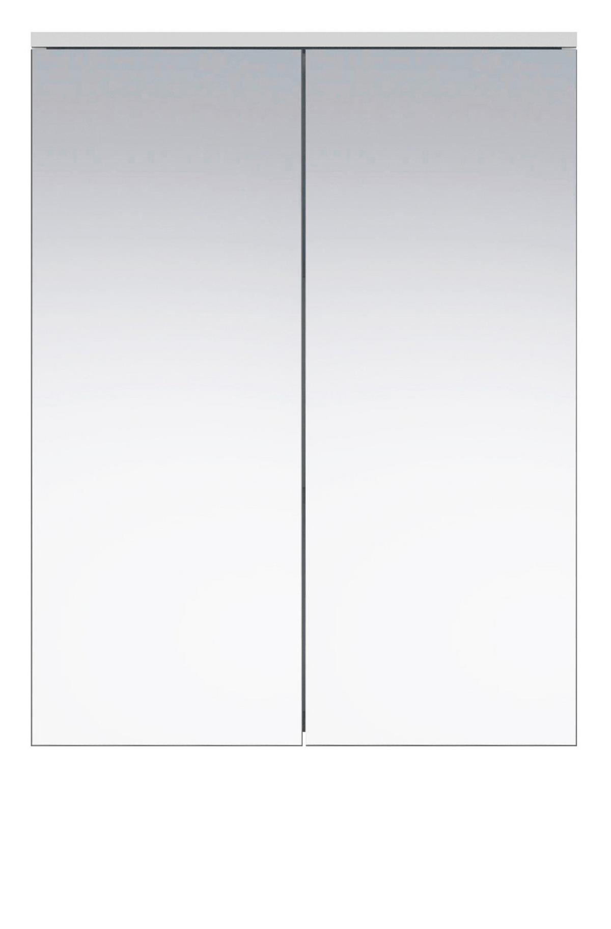 SPIEGELSCHRANK weiß 60 x 78 cm, Badschrank 2-türig - Silberfarben, Glas/Holzwerkstoff (60/78/18cm) - Top.Furn