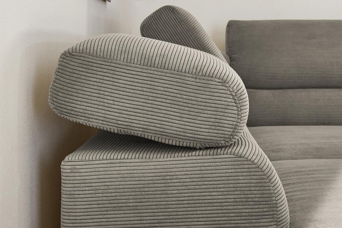 ECKSOFA MIT MOTORISCHEM SITZVORZUG DELIA Grau Cord Relaxfunktion - Schwarz/Grau, Textil/Metall (276/219cm) - KAWOLA