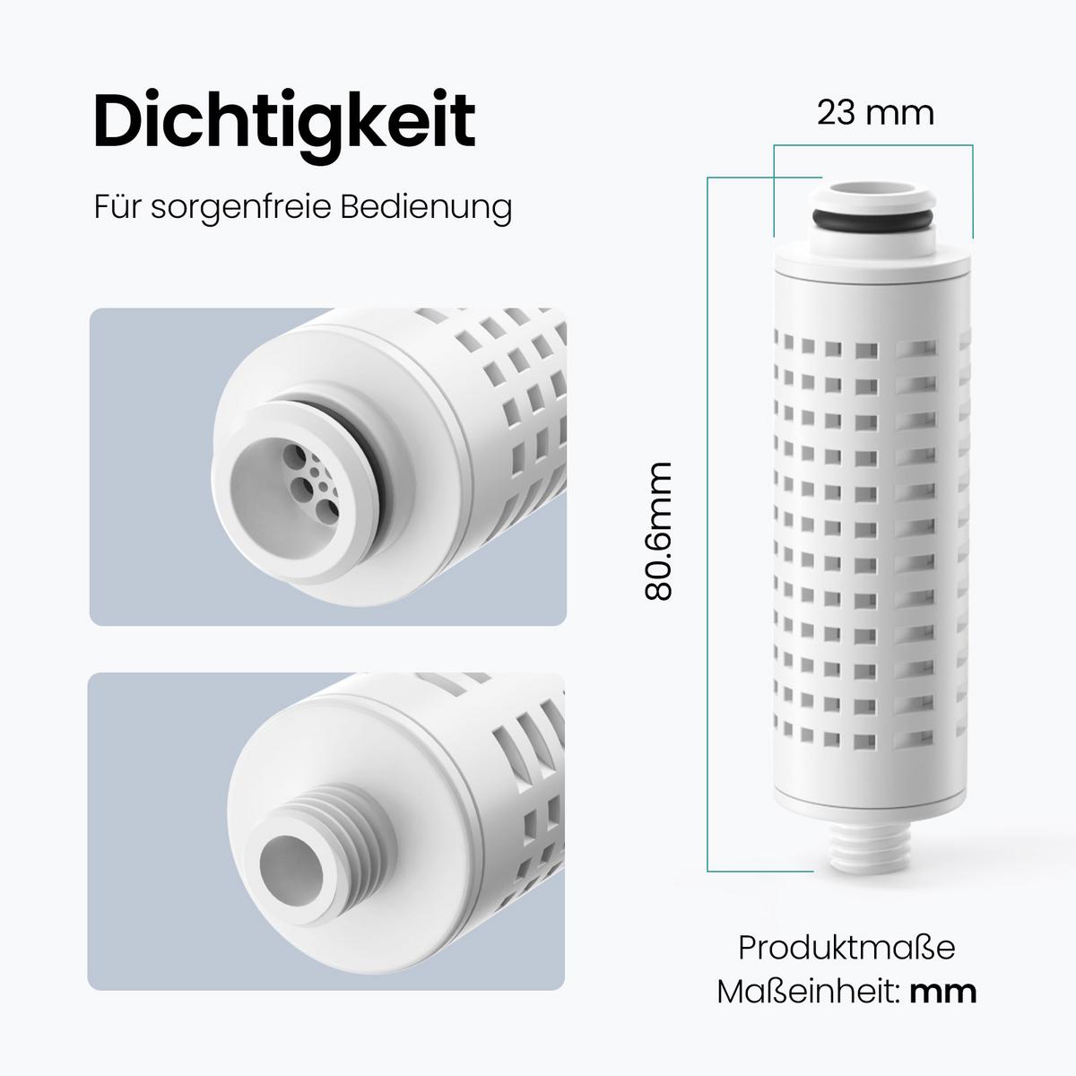 FILTERPATRONE für Wasser Chlorentfernung 2 Stück 8/2,3/2,3 cm - Weiß, Kunststoff (2.3cm) - EMKE