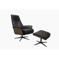 RELAXSESSEL FERREIRA Schwarz Lederfaserstoff Relaxfunktion - Schwarz, Leder/Metall (78/106/84cm) - KAWOLA