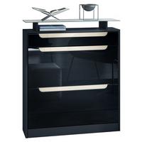SCHUHSCHRANK Fiesta Schwarz Hochglanz / Creme Hochglanz - Schwarz Hochglanz, Holzwerkstoff (89/104/23cm) - Vladon