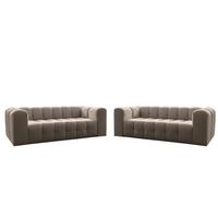 SOFASET Solvie 3-3 In Tiffani - Taupe, Holzwerkstoff/Textil (230/75/106cm) - Fun Möbel