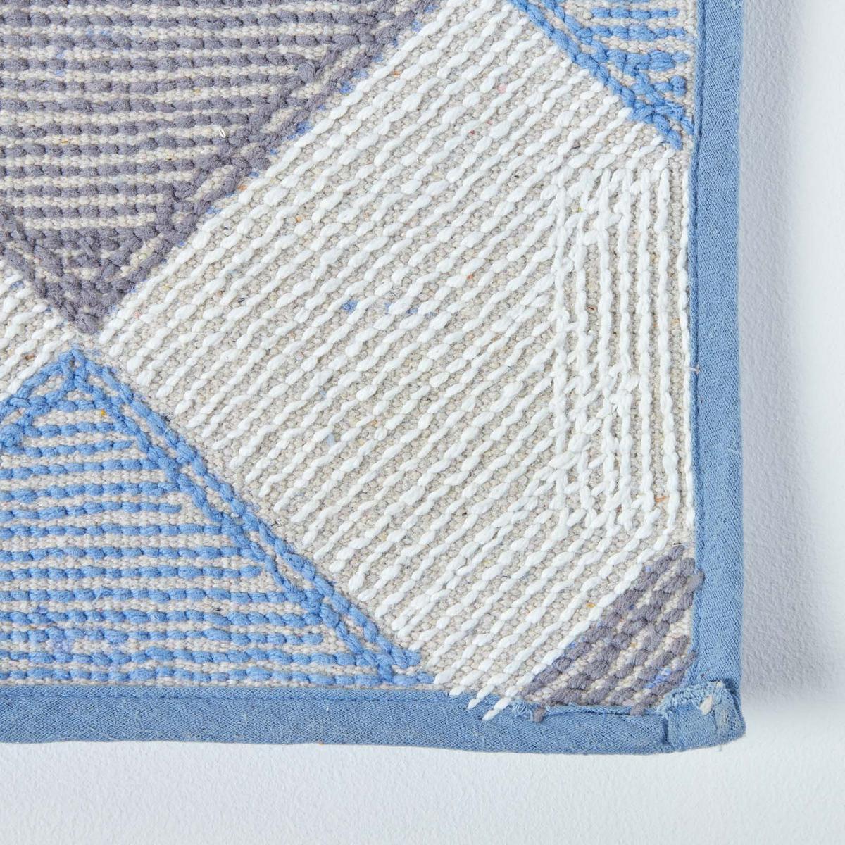 BADEMATTE 50/80 cm Rautenmuster, Baumwolle - Blau, Textil (50/80cm) - Homescapes