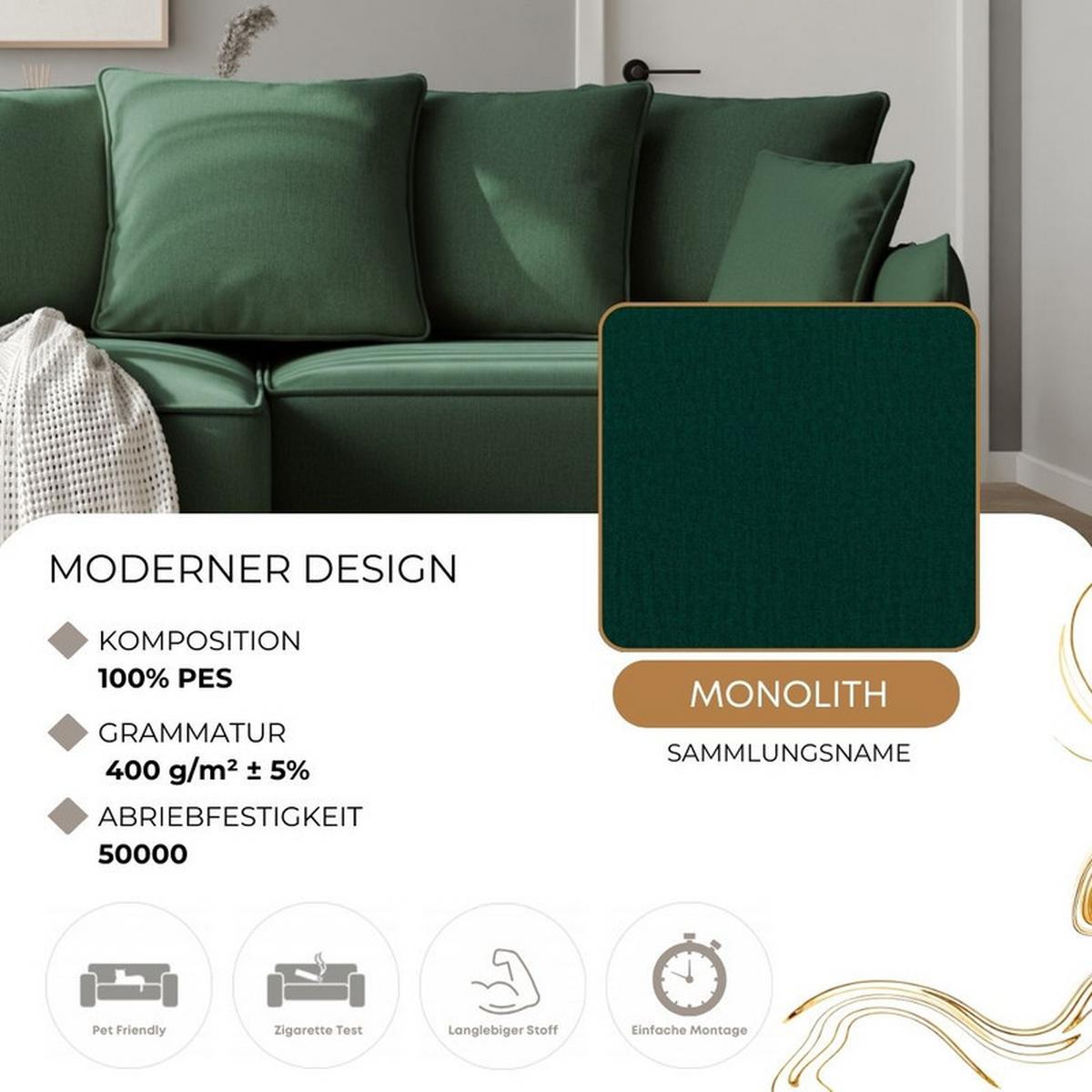 ECKSOFA MARCO Links, mit Schlaffunktion und Bettkasten, Grün - Grün, Textil/Metall (221/148cm) - Idohome