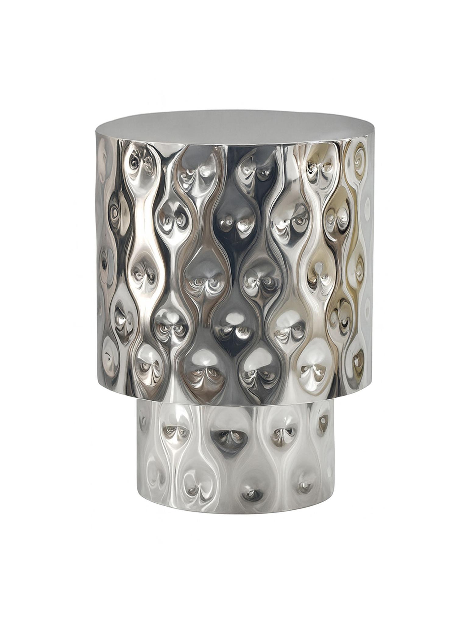 BEISTELLTISCH MAYENNE, Aluminium, handgefertigt, Silber, Ø 36 x 50 cm - Silberfarben, Metall (36/36/50cm) - KADIMA DESIGN