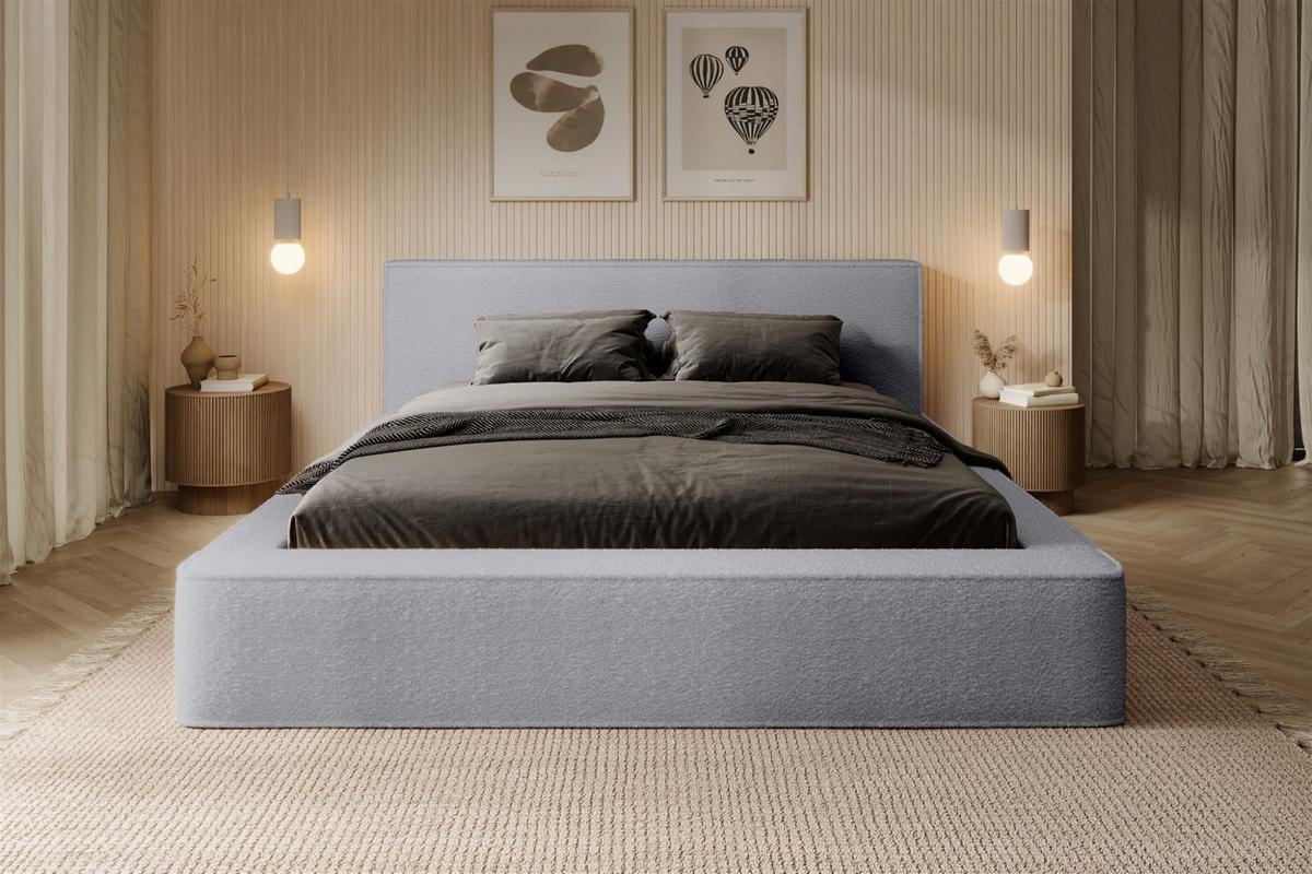 POLSTERBETT Omaha In Euphoria - Hellgrau, Holzwerkstoff/Textil (180/200cm) - Fun Möbel