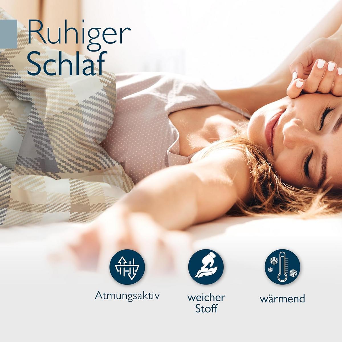 BETTWÄSCHE Mira 155x220cm + Kissenbezug 80x80cm Beige Biber (4tlg) - Beige, Textil (155/220cm) - Beautissu 