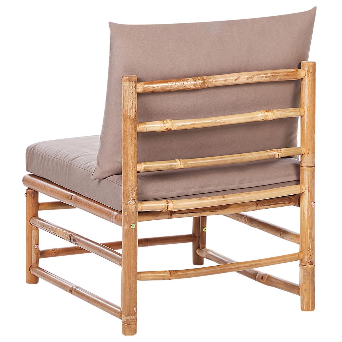LOUNGE SET 5-Sitzer Bambusholz hellbraun 3-teilig Auflagen taupe Cerreto - Taupe, Holz - Beliani