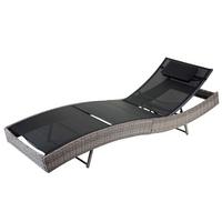 SONNENLIEGE Grau, Schwarz - Schwarz/Grau, Kunststoff (70/88/220cm) - MCW