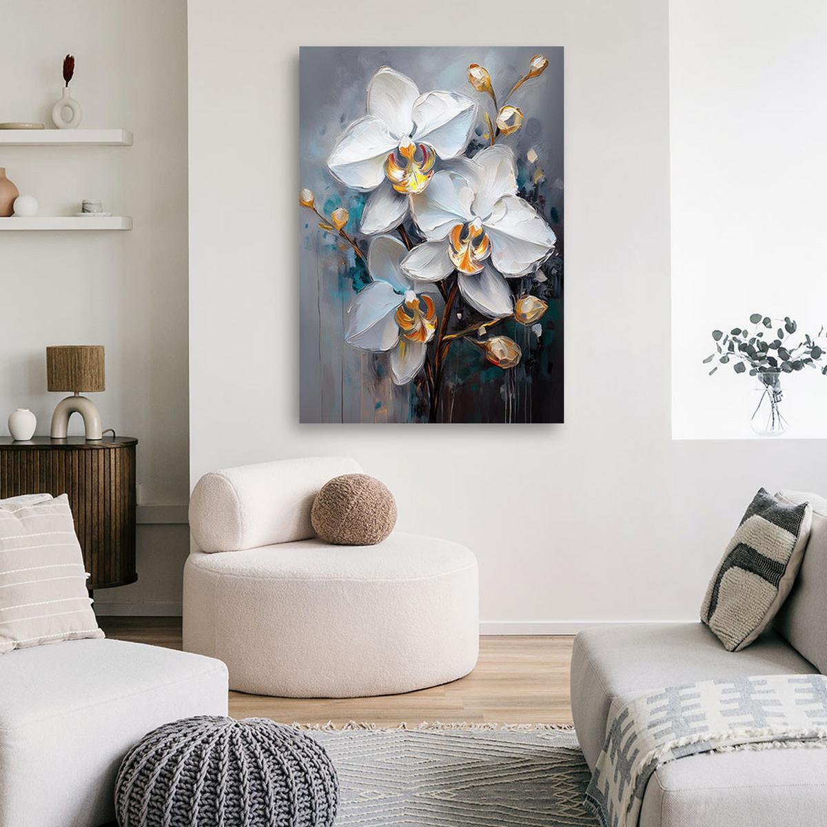 WANDBILD weiße orchidee blüht glamour - Weiß, Textil (40/60cm) - Feeby