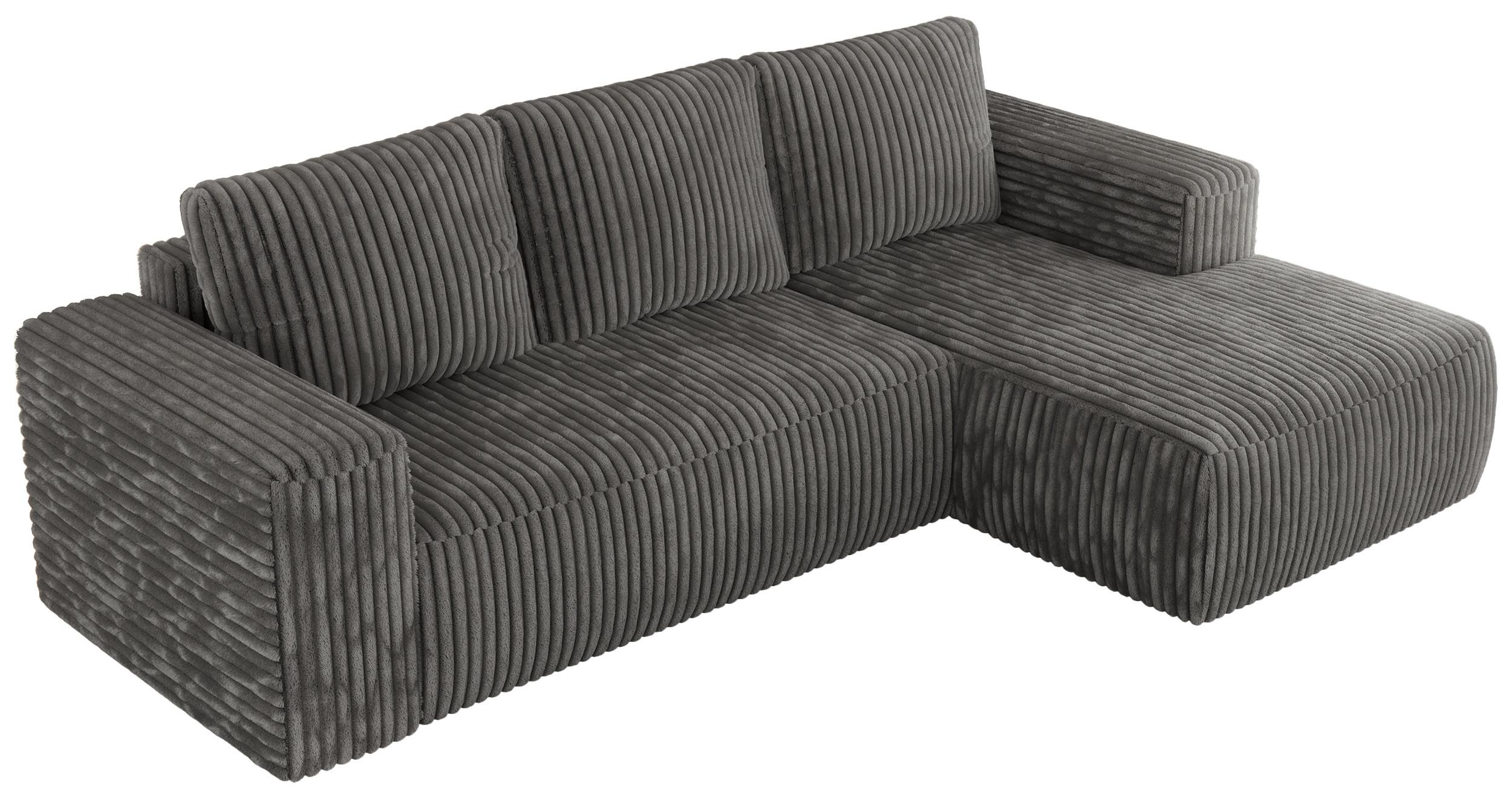 ECKSOFA TRENTINO L Dunkelgrau Cord - Rechts - Dunkelgrau/Schwarz, Kunststoff/Textil (164/266cm) - MKS