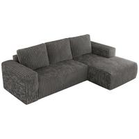 ECKSOFA TRENTINO L Dunkelgrau Cord - Rechts - Dunkelgrau/Schwarz, Kunststoff/Textil (164/266cm) - MKS