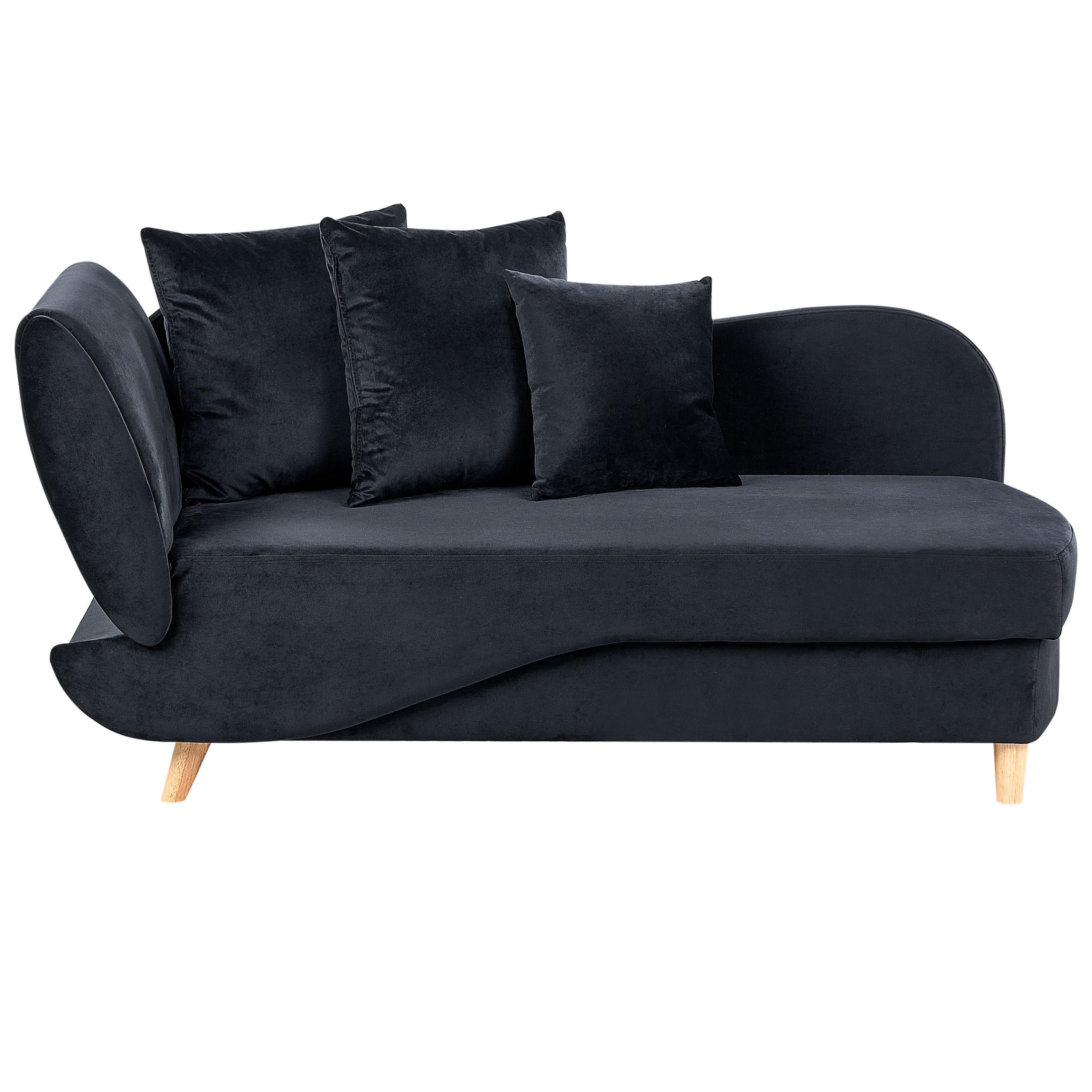 CHAISELONGUE-LINKSSEITIGE Schwarz Meri - Schwarz/Braun, Textil (155/76/69cm) - Beliani