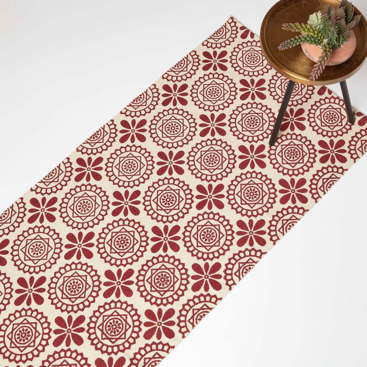 TEPPICHLÄUFER Cassia Baumwolle gemustert 66/200 cm - Rot, Textil (66/200cm) - Homescapes