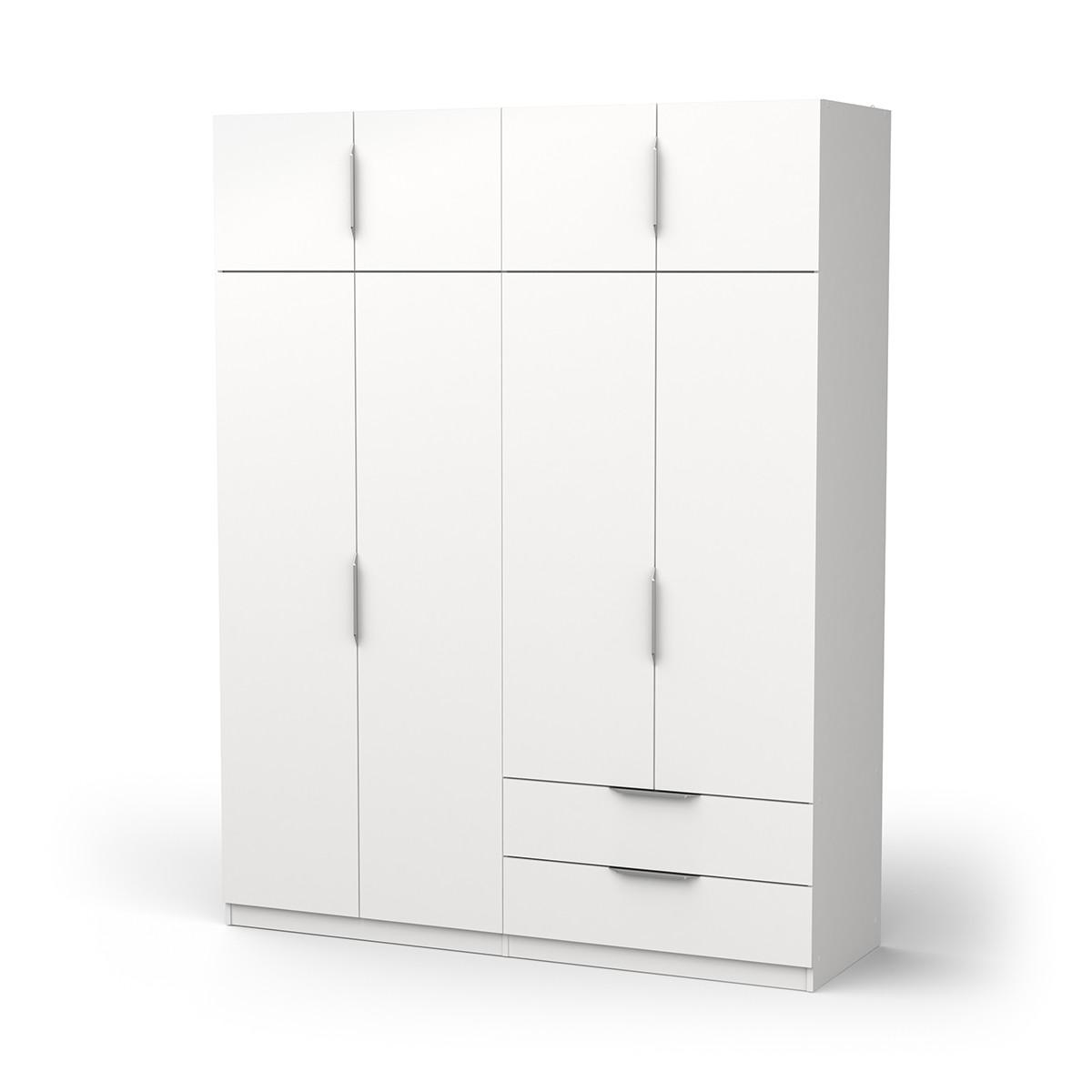 KLEIDERSCHRANK 8 Türen und 2 Schubladen L157,3 cm - Ghost - Weiß, Holzwerkstoff (51.1/203/166.5cm) - Demeyere