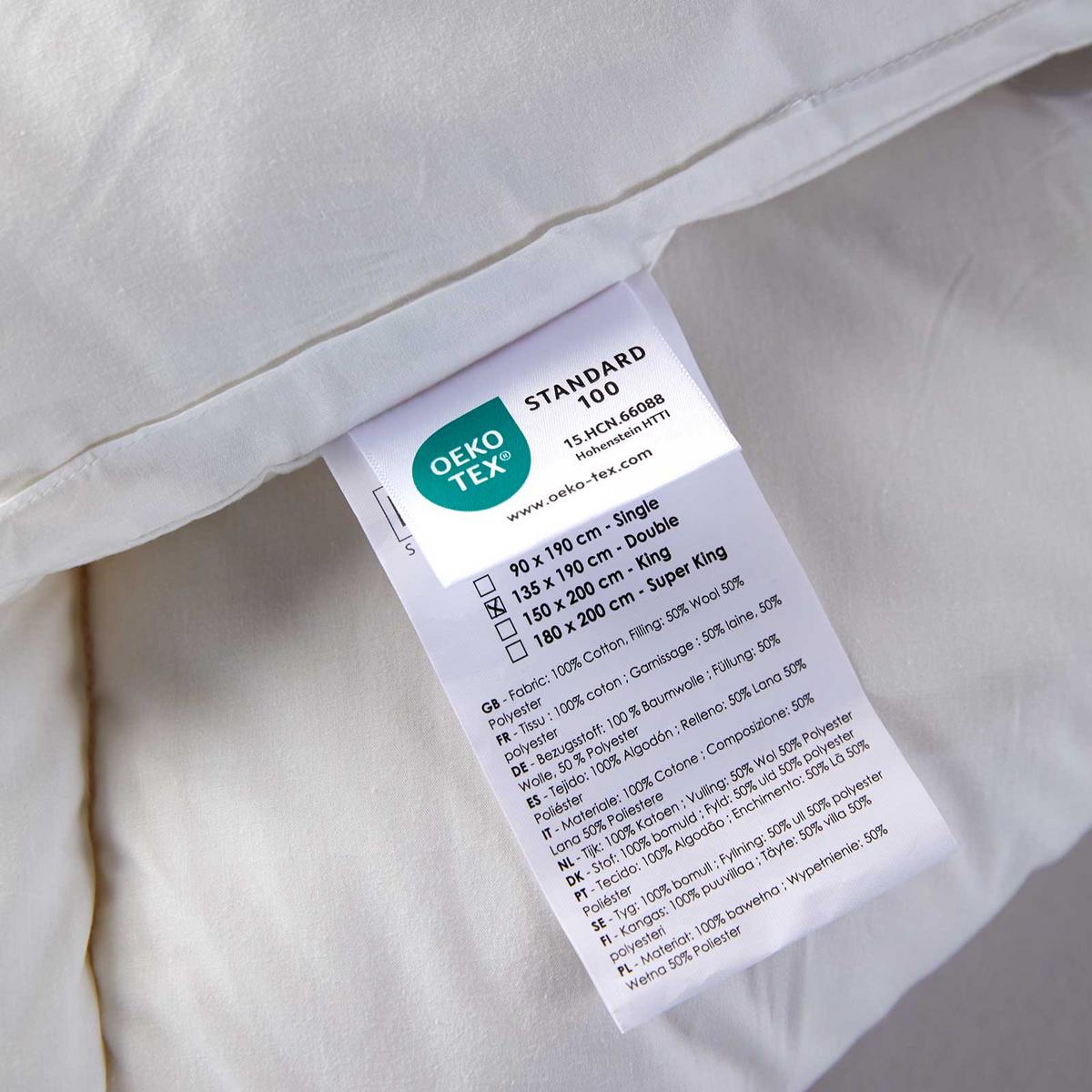 MATRATZENTOPPER 140/200 cm, Schurwolle & Funktionsfaser - Weiß, Textil (140/200cm) - Homescapes