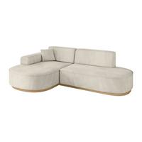 ECKSOFA Ottomane Links MARI-L1-v2 - 243x171x83 cm Ecru Velours - Ecru, Holzwerkstoff/Textil (243/171cm) - ALTDECOR