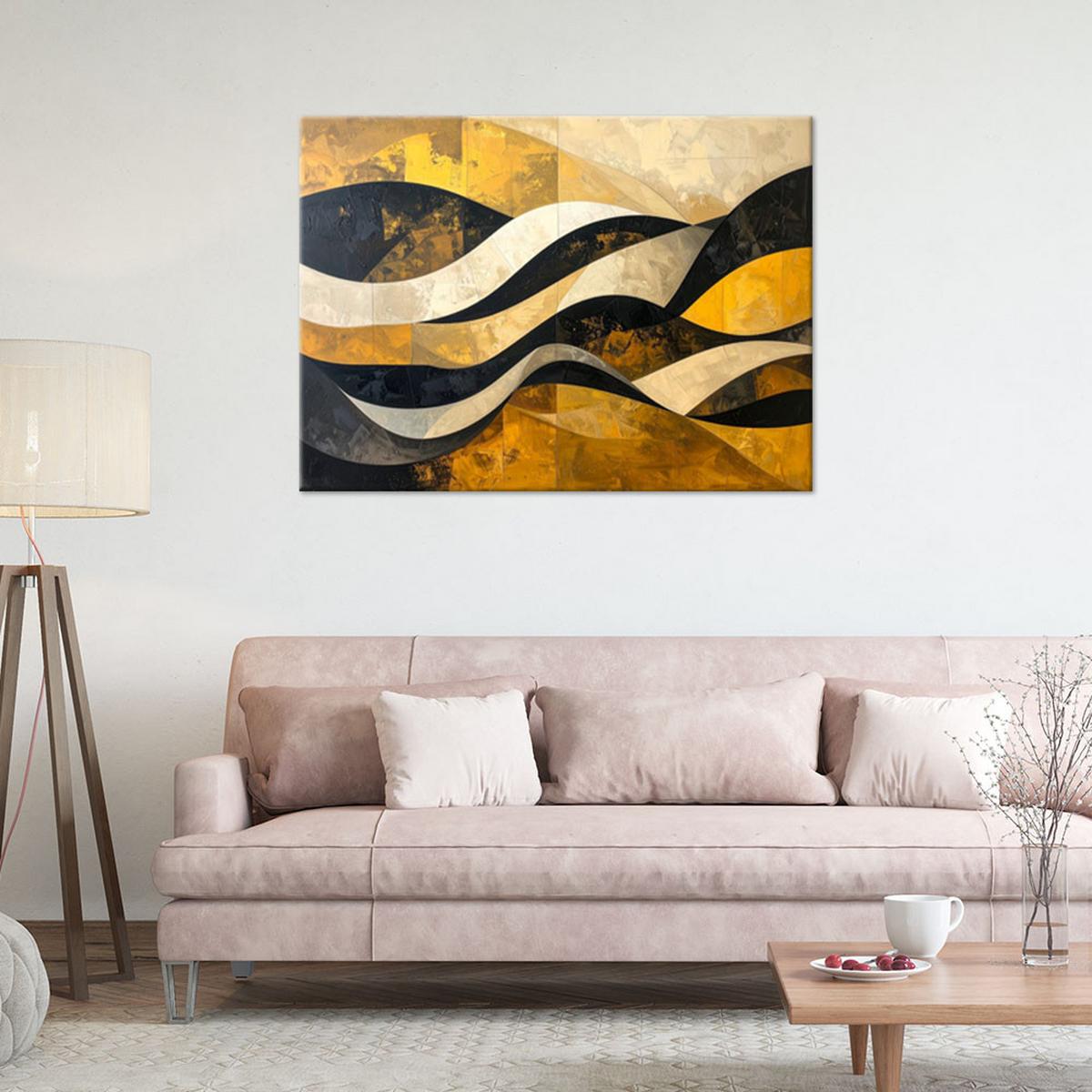 LEINWANDBILD 3D und geometrisch 120x80cm - Goldfarben, Textil (120/80cm) - Feeby