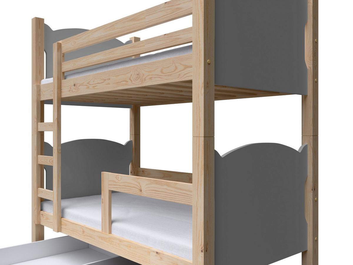 ETAGENBETT LEONE mit Bettkasten 80x180 cm Kieferfarben - Kieferfarben/Grau, Holz (80/180cm) - MASSENO