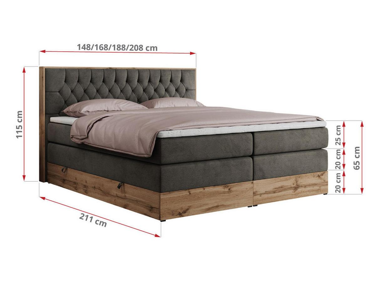 BOXSPRINGBETT AMORE KING 160/200 Dunkelgrau Velvet - H4 - Dunkelgrau, Holz/Textil (160/200cm) - MKS