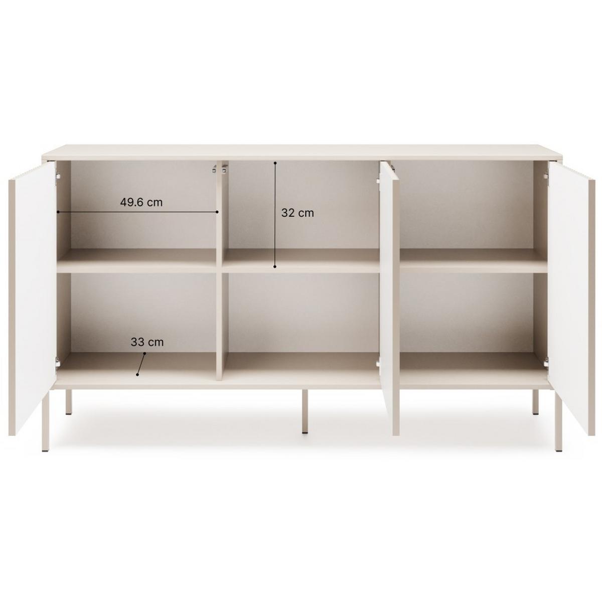 KOMMODE Noto mit 3 Türen und geriffelten Fronten, 154 cm - Kaschmir, Holzwerkstoff (154/38/87cm) - Beautysofa