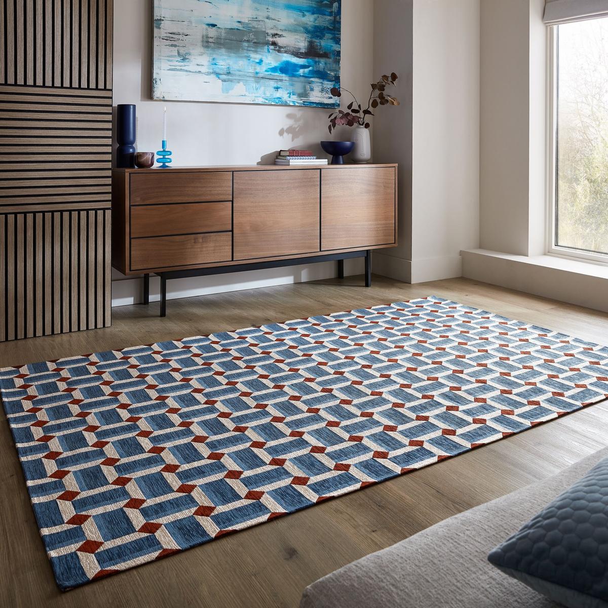 TEPPICH COQUET, geometrisch, Blau, 155 x 230 cm - Blau, Textil (155/230cm) - KADIMA DESIGN