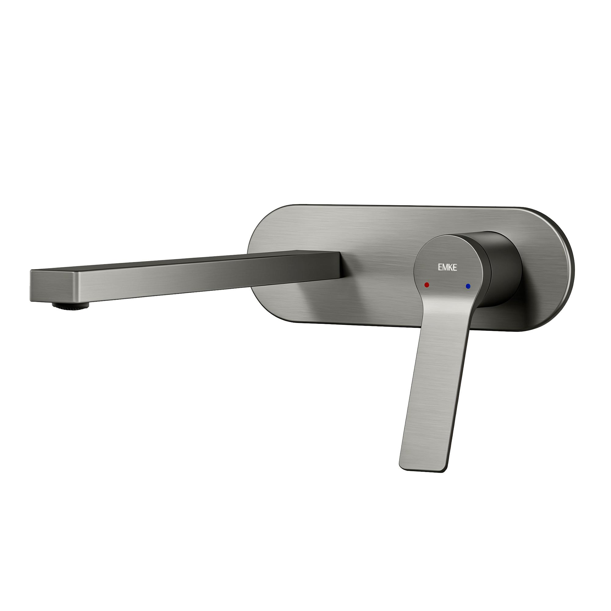 WASCHTISCHARMATUR mit Luftsprudler Messing Grau 21/21,5/7 cm - Dunkelgrau, Metall (21/7/28.8cm) - EMKE