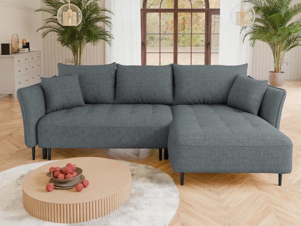 ECKSOFA Bari, Seite: Rechts - Dunkelgrau/Schwarz, Holz/Textil (276/158cm) - MIRJAN24