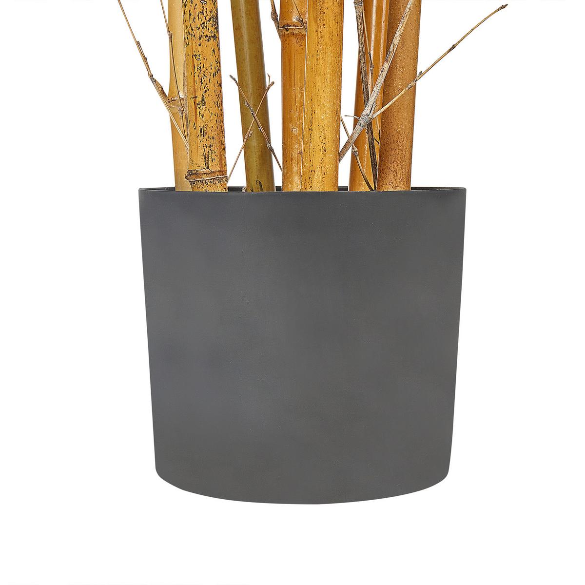 KUNSTPFLANZE im Blumentopf 220 cm Grün/Heller Holzfarbton Bamboo - Hellbraun/Grün, Kunststoff (220cm) - Beliani