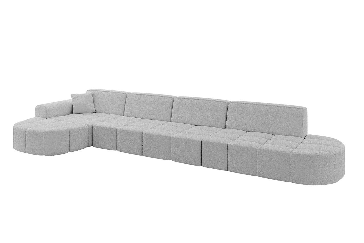 ECKSOFA Ottomane Links LIVO-L3 - 422x173x79,5 cm Hellgrau - Hellgrau, Holzwerkstoff/Textil (422/173cm) - ALTDECOR