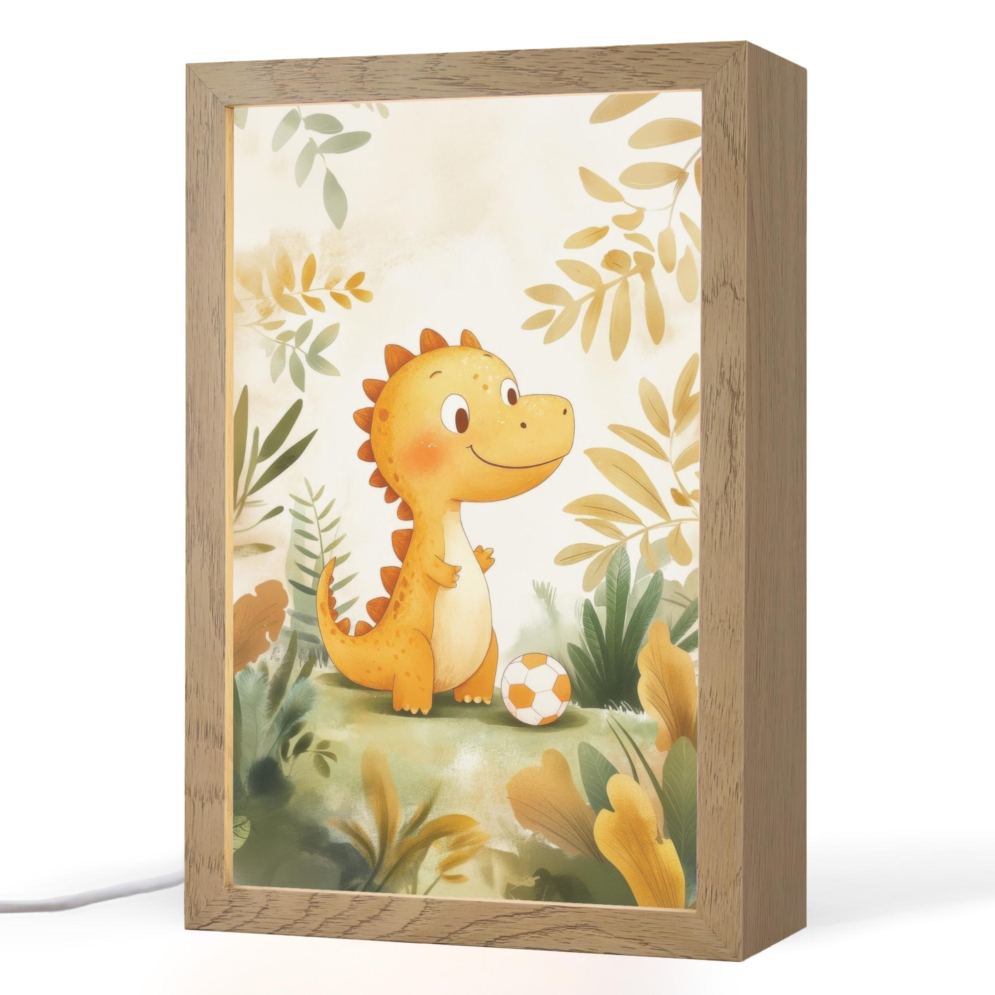 NACHTTISCHLAMPE Dino - Fußball - Orange 20x30 cm - Beige, Holzwerkstoff (8/20/30cm) - OnlyWow