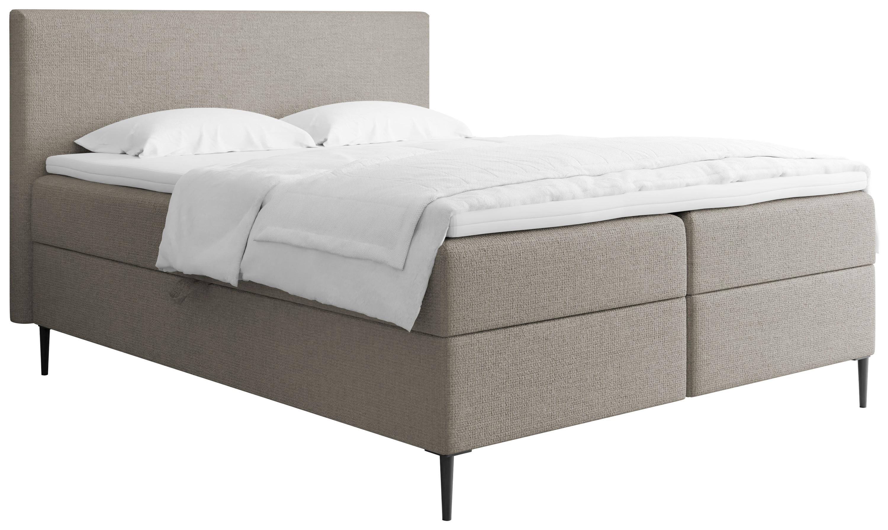 BOXBETT Alba Rise mit Bettkasten, Taupe Chenille 160x200 cm – inkl. H4 Taschenfederkern Matratze & Foam Topper - Taupe/Beige, Holz/Textil (160/200cm) - WFL GROUP