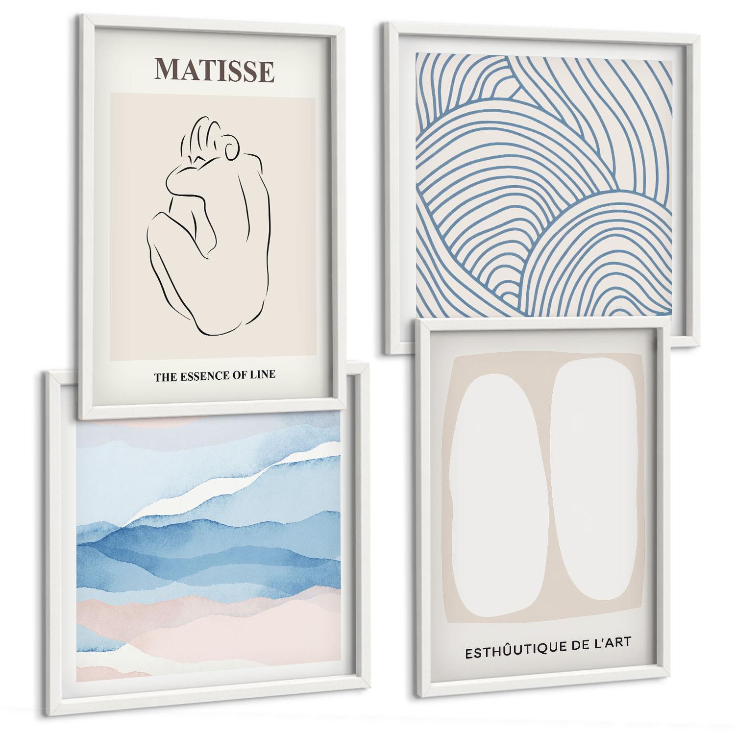 BILDER SET 4er Set - 50x50 cm & 40x60 cm Weißer Rahmen - Matisses abstrakte Formen - Weiß, Kunststoff (50/50cm) - TULUP