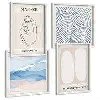 BILDER SET 4er Set - 50x50 cm & 40x60 cm Weißer Rahmen - Matisses abstrakte Formen - Weiß, Kunststoff (50/50cm) - TULUP
