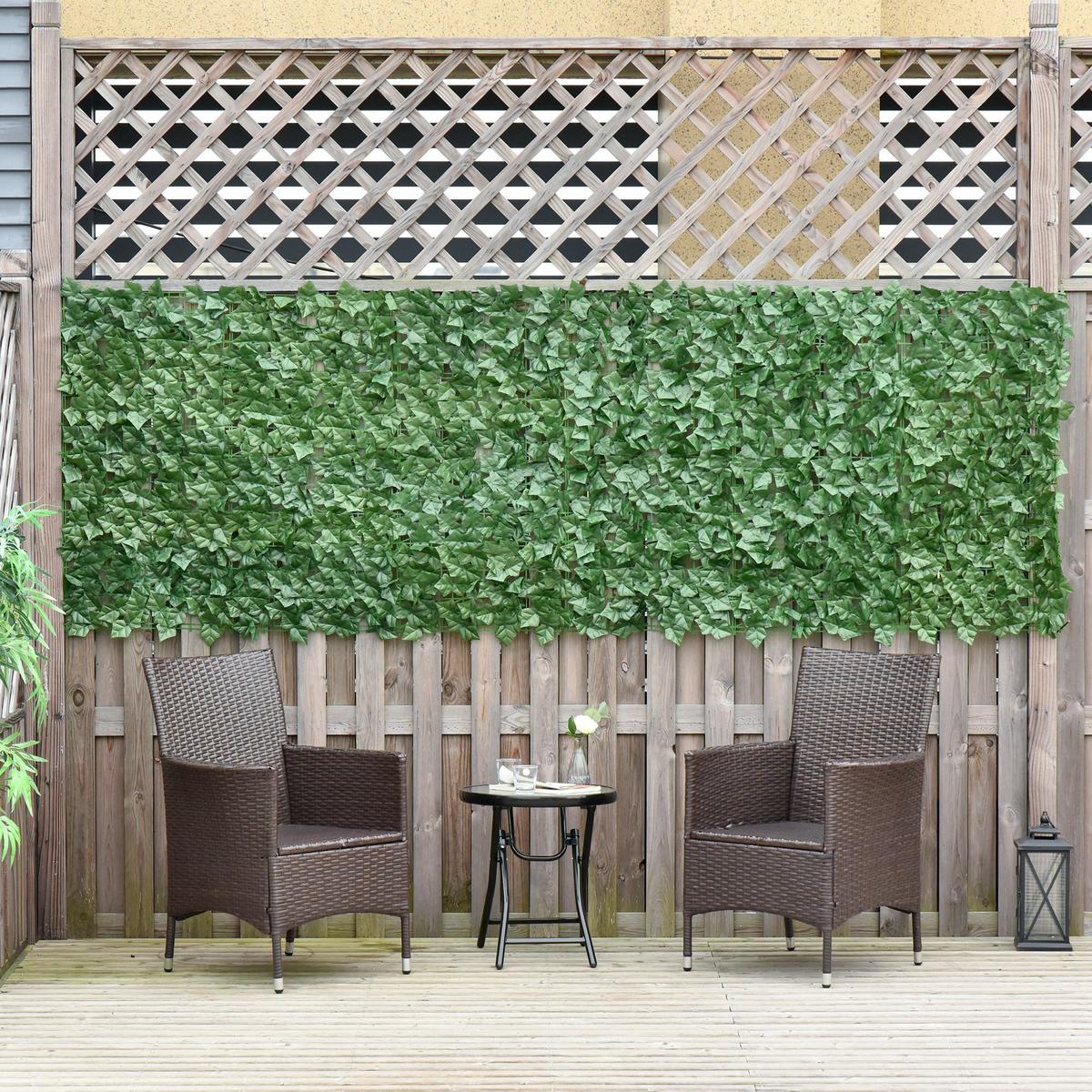 KÜNSTLICHE Hecke Sichtschutzhecke Pflanzen Hecke Wanddekoration Dunkelgrün - Grün, Kunststoff (100/1cm) - Outsunny