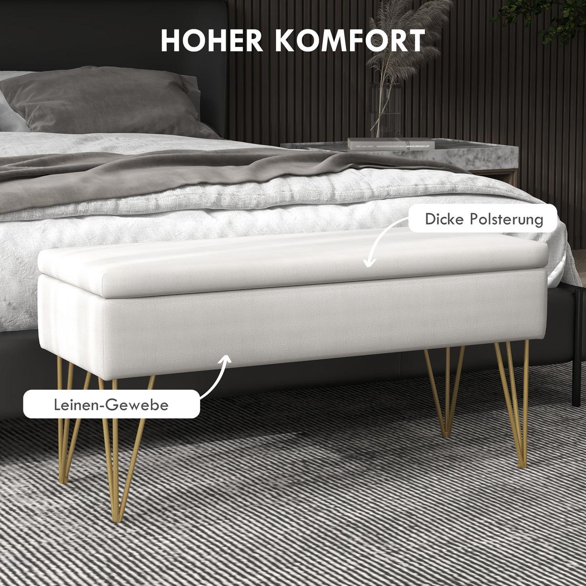 TRUHENBANK - Creme, Holzwerkstoff (40/49/100cm) - HOMCOM