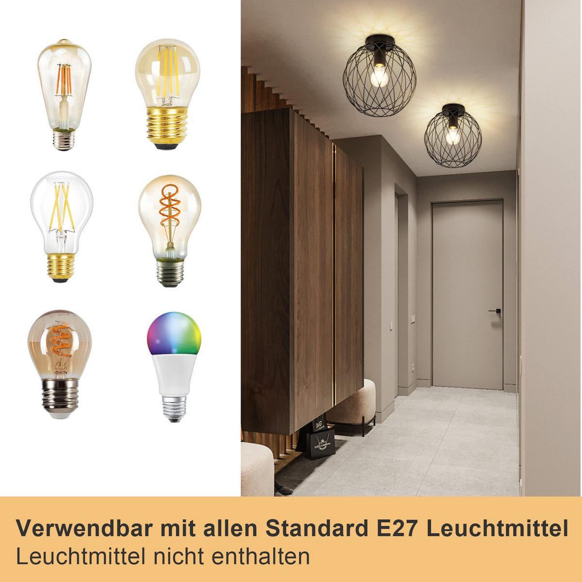 DECKENLEUCHTE Mancera 25/25/26.5 cm - Schwarz, Metall (25/25/26.5cm) - Nettlife