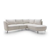 ECKSOFA ALPI Creme Chenille mit Schlaffunktion - Creme, Holz (262/220cm) - MASSENO