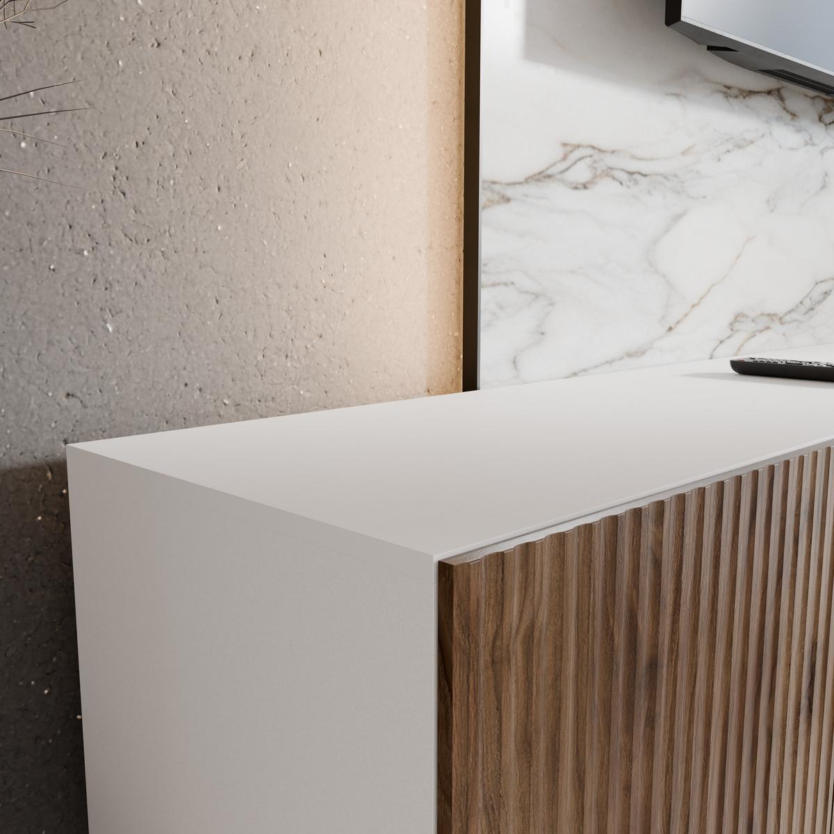 LOWBOARD VAREN 200/41/40 cm, Hängender TV-Schrank Weiß / Eichefarben - Eichefarben/Braun, Holzwerkstoff (200/41/40cm) - MASSENO