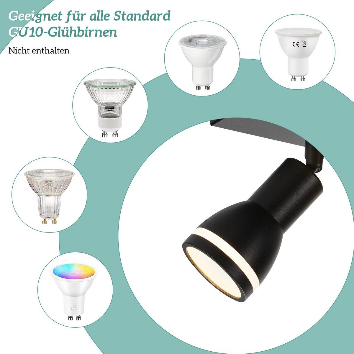 DECKENSTRAHLER Oldenburg 4-flammig 20/20/15.7 cm - Schwarz, Metall (20/20/15.7cm) - Nettlife