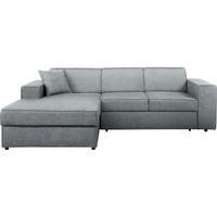 ECKSCHLAFSOFA mit Schlaffunktion Pedro L hellgrau links - Hellgrau/Schwarz, Kunststoff/Textil (267/160cm) - Beautysofa