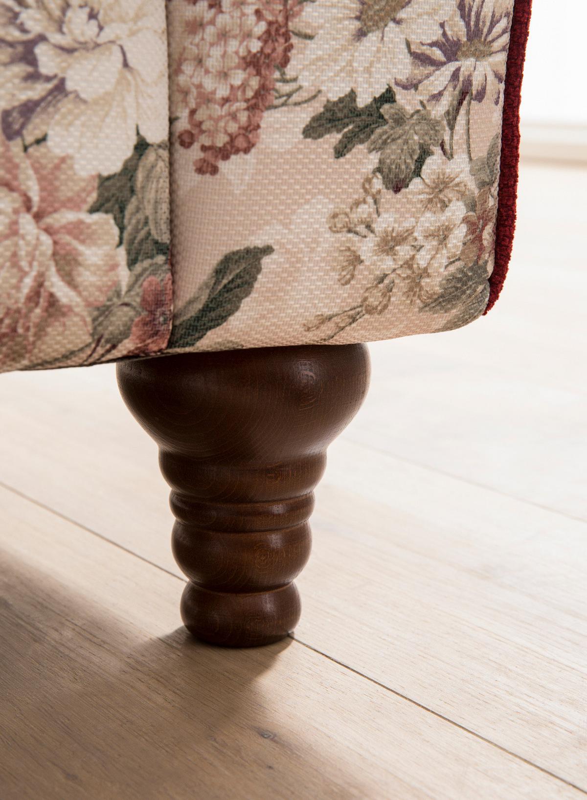 SOFA 2-SITZER creme Landhaus, Blumen Design, Couch 170 cm - Rot/Multicolor, Holz/Textil (110/96/90cm) - Furn.Design