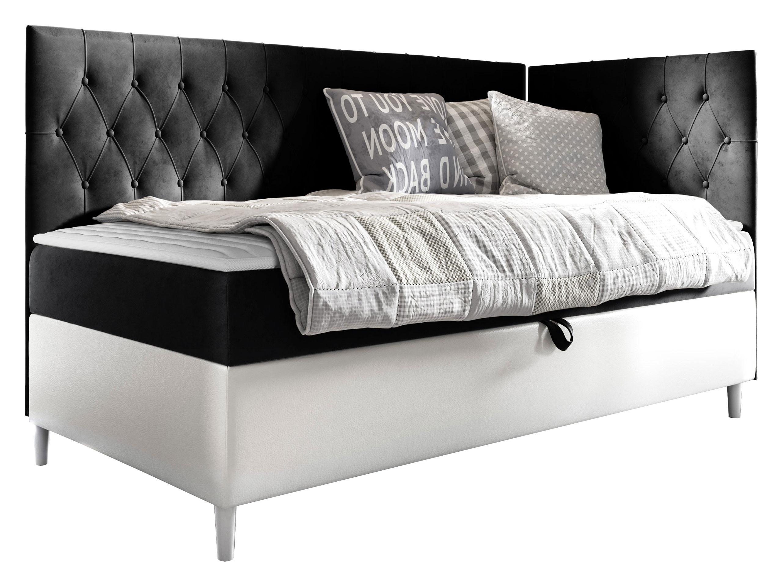 BOXBETT Filip Junior 3, Seite zum Öffnen des Bettkastens: Rechts - H3 - Schwarz/Weiß, Holz (90/200cm) - MIRJAN24