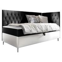 BOXBETT Filip Junior 3, Seite zum Öffnen des Bettkastens: Rechts - H3 - Schwarz/Weiß, Holz (100/200cm) - MIRJAN24