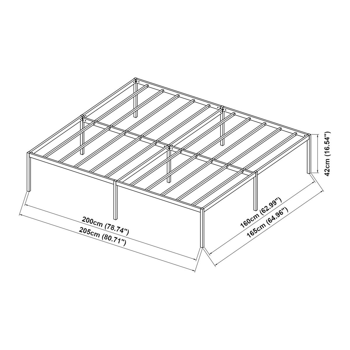 METALLBETT Vårdö - Schwarz, Metall (160/200cm) - [en.casa]